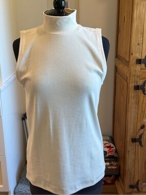 LOFT Cream Sleeveless Mock Neck Tank